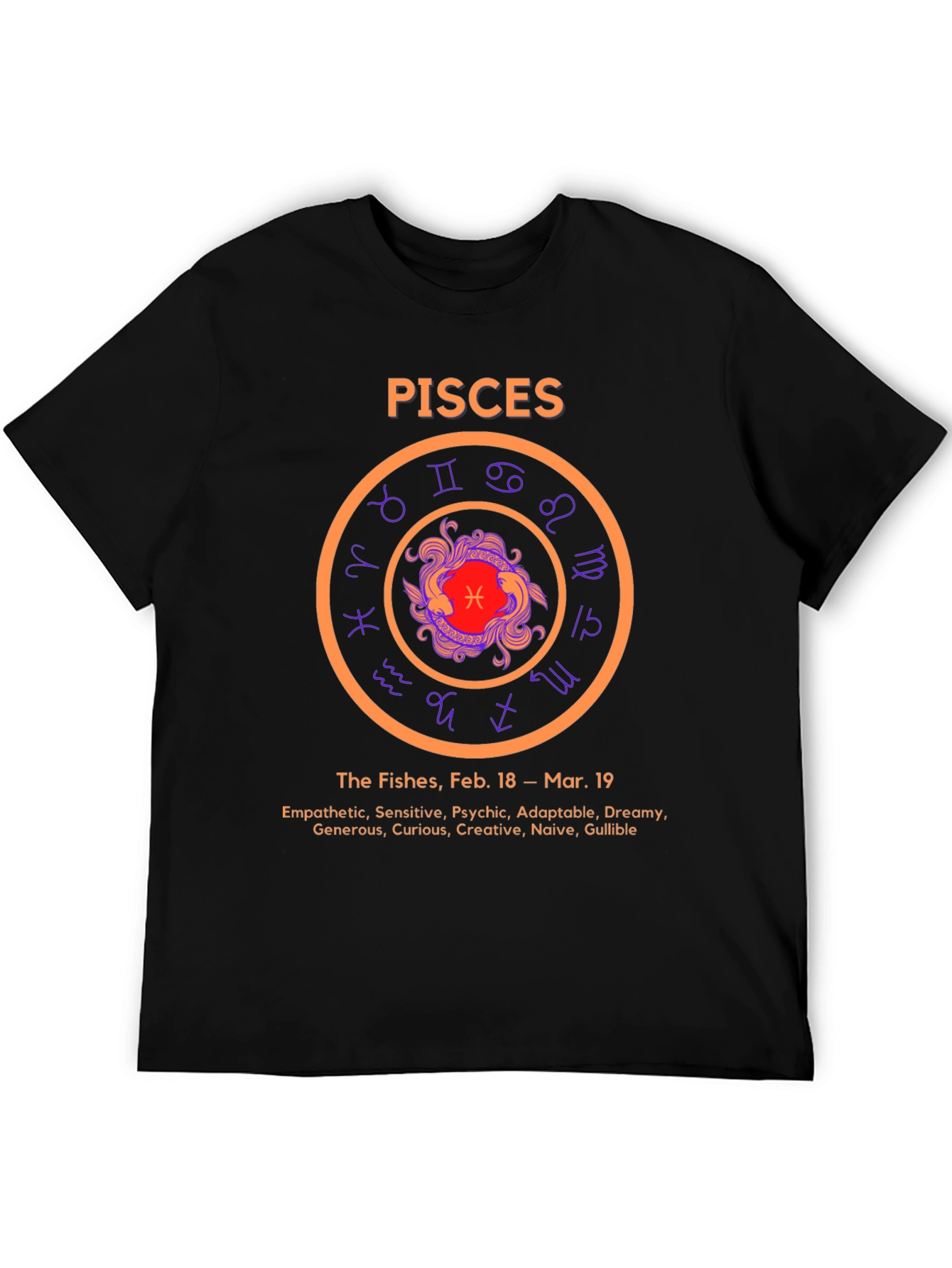 Pisces Zodiac T-Shirt: The Fishes Feb 18 - Mar 19