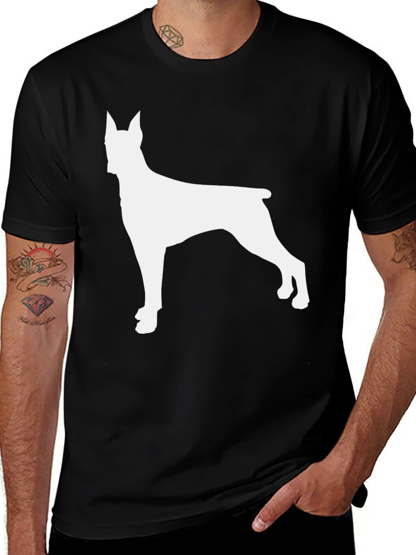 Dog Silhouette Graphic Tee - Black