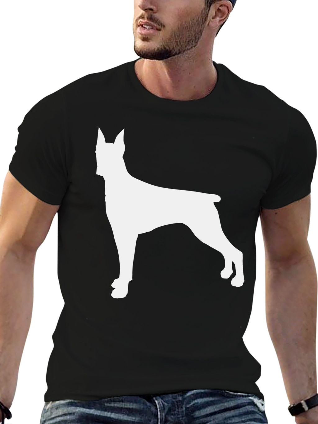 Dog Silhouette Graphic Tee - Black