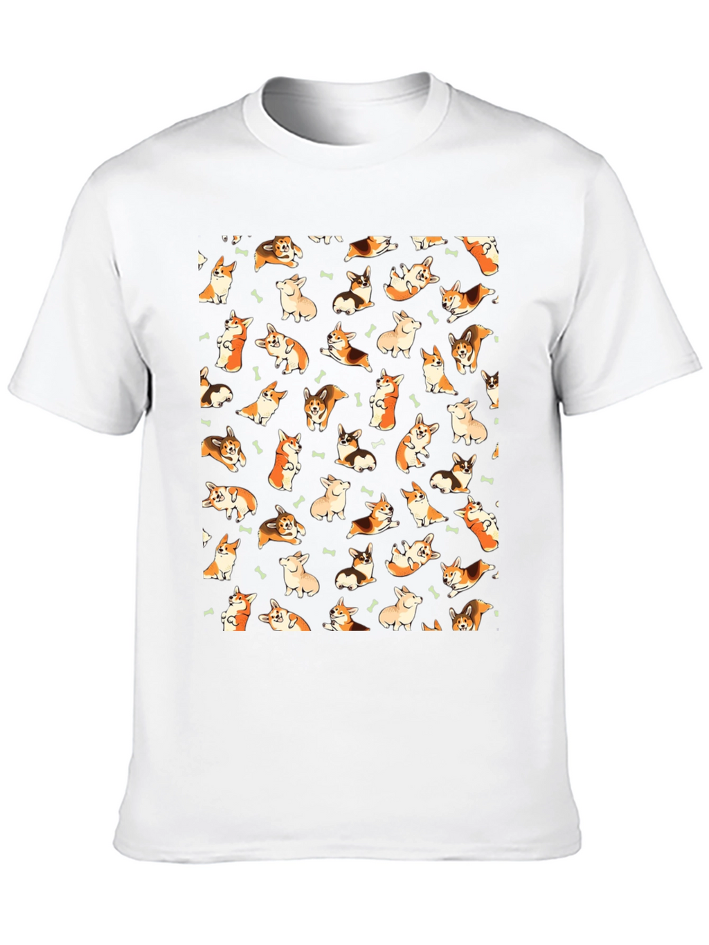 Corgi Pattern T-Shirt - Black