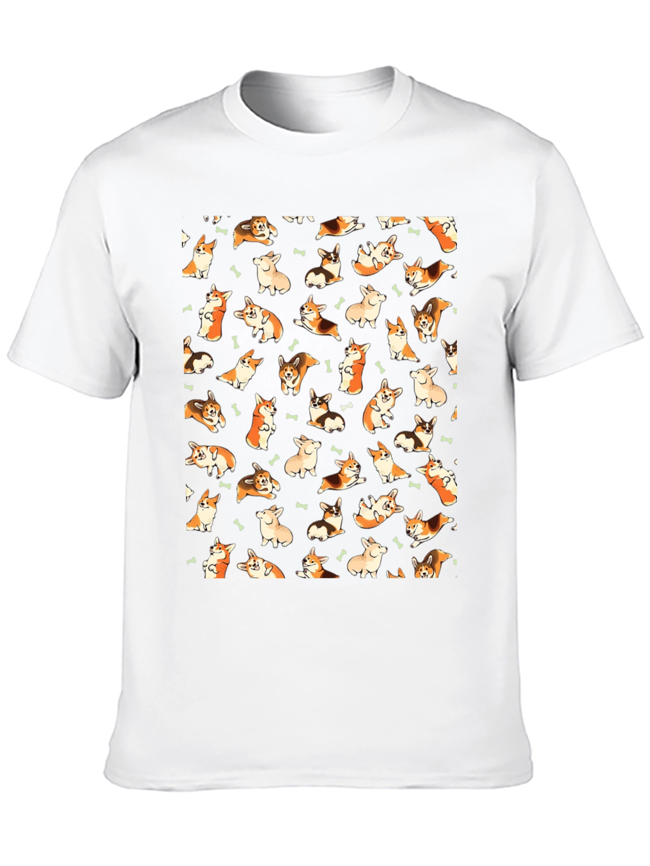 Corgi Pattern T-Shirt - Black