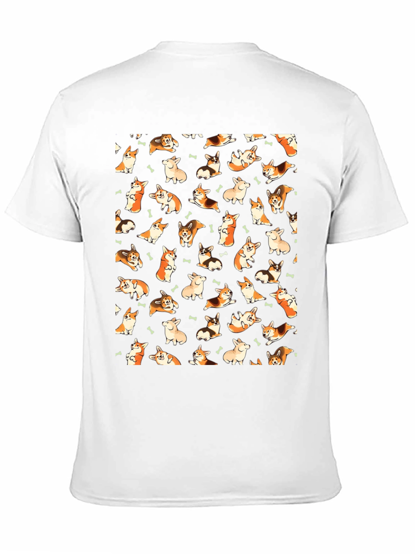 Corgi Pattern T-Shirt - Black