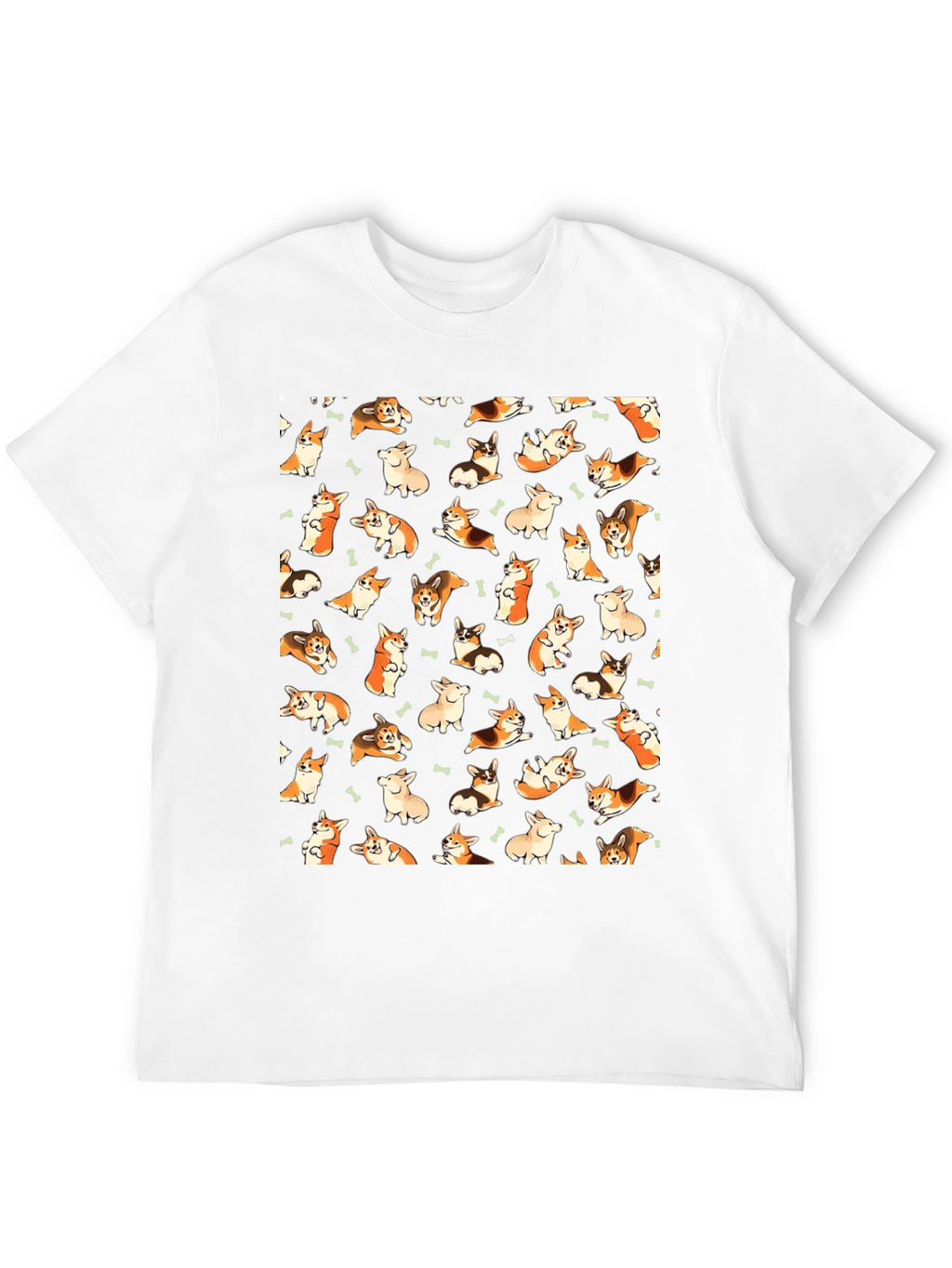Corgi Pattern T-Shirt - Black