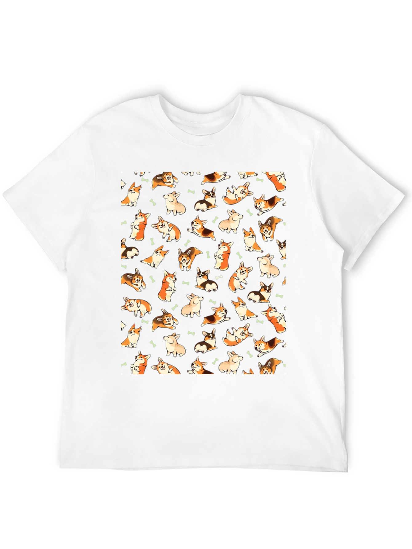 Corgi Pattern T-Shirt - Black