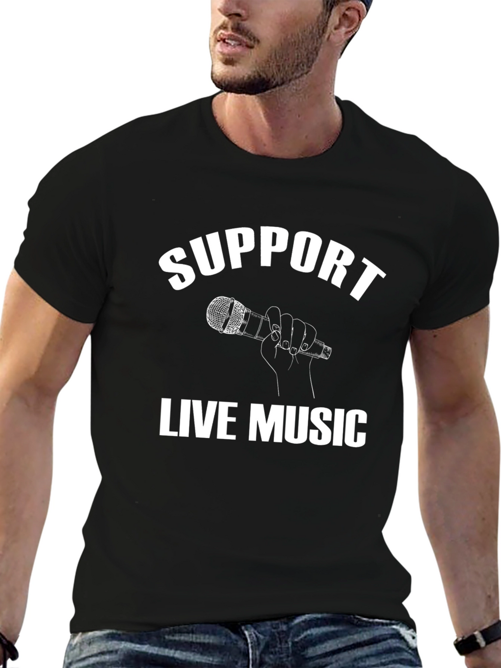 Support Live Music Graphic Tee - Black