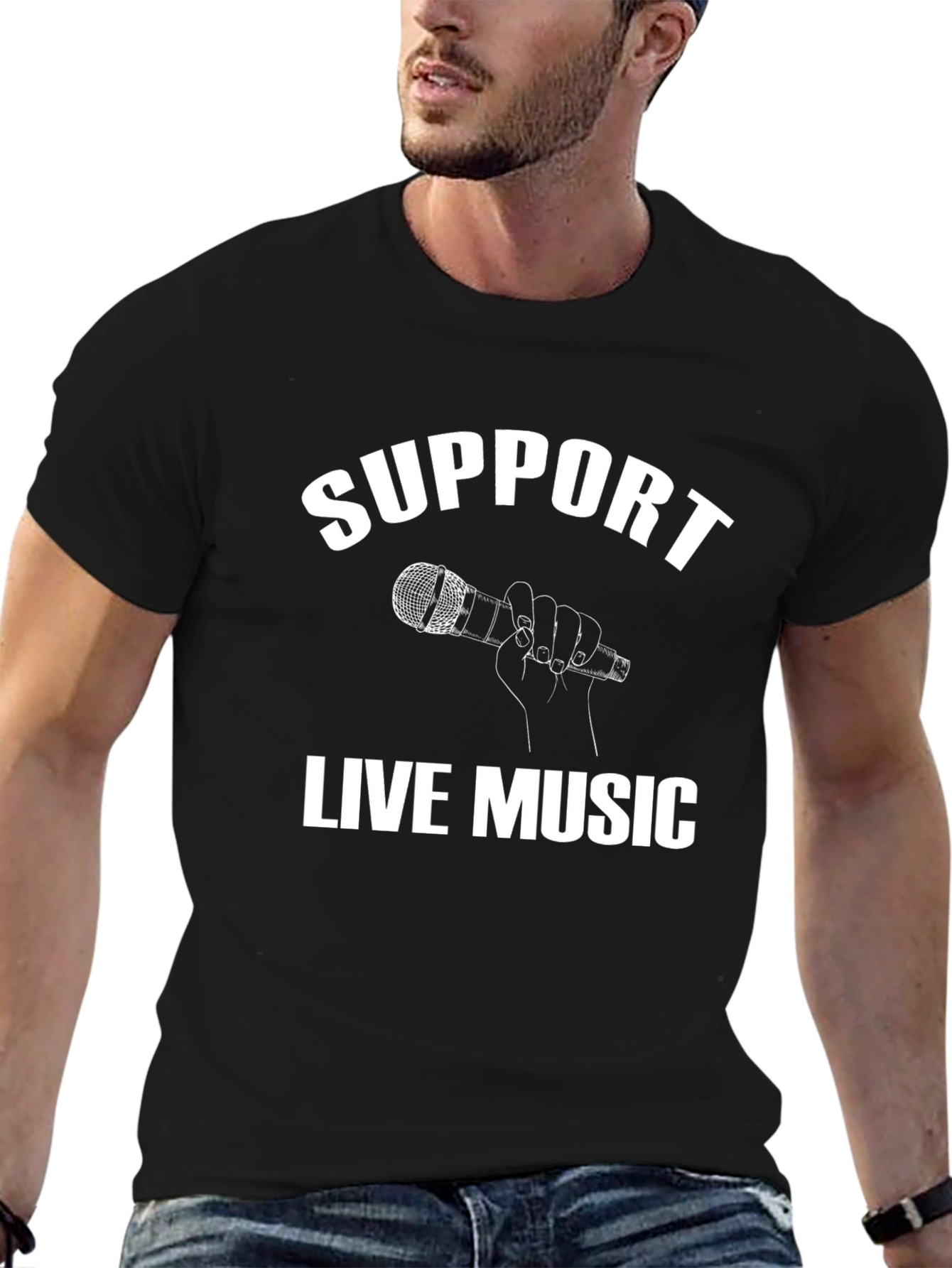 Support Live Music Graphic Tee - Black