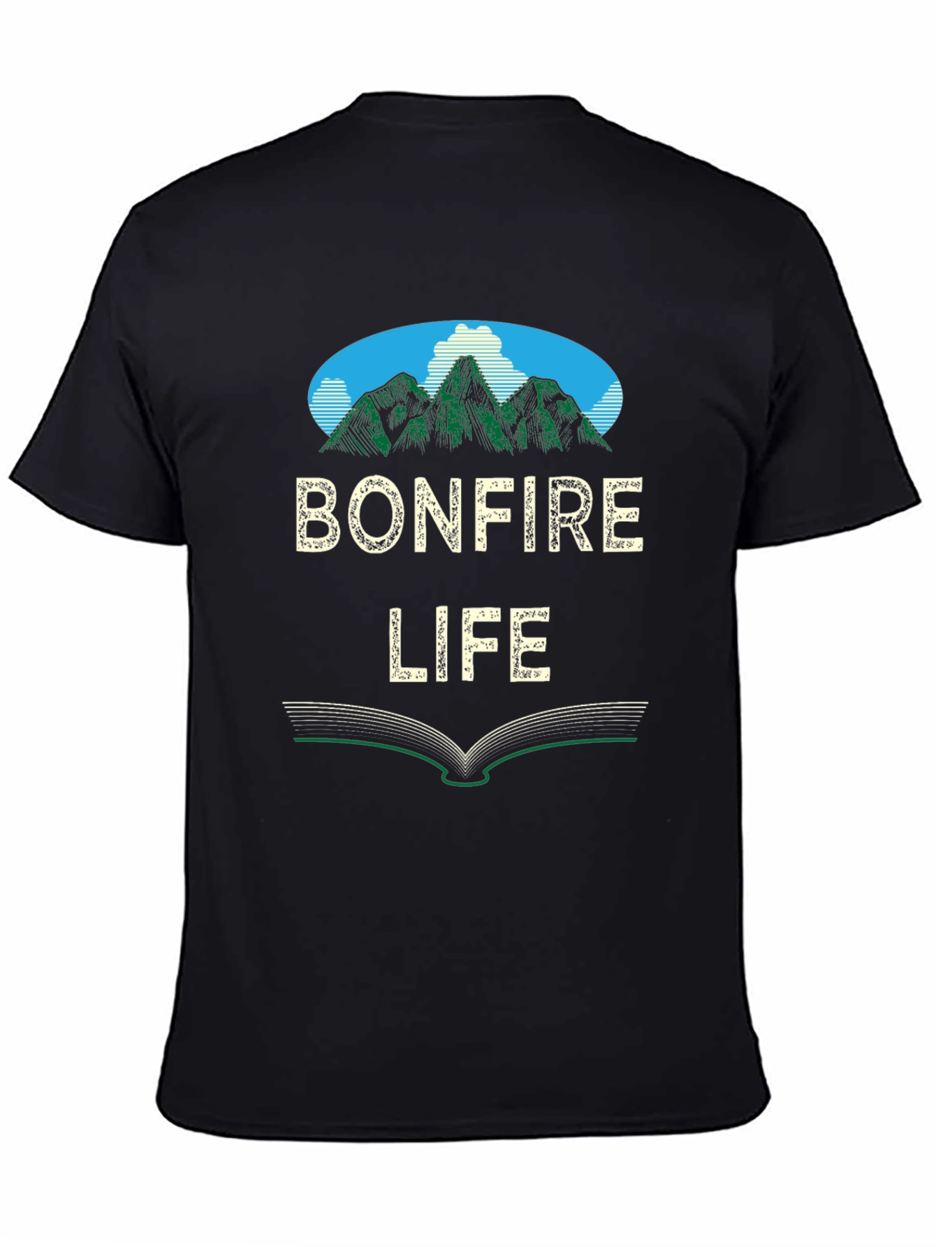 Bonfire Life Graphic T-Shirt - Mountain Scene Design