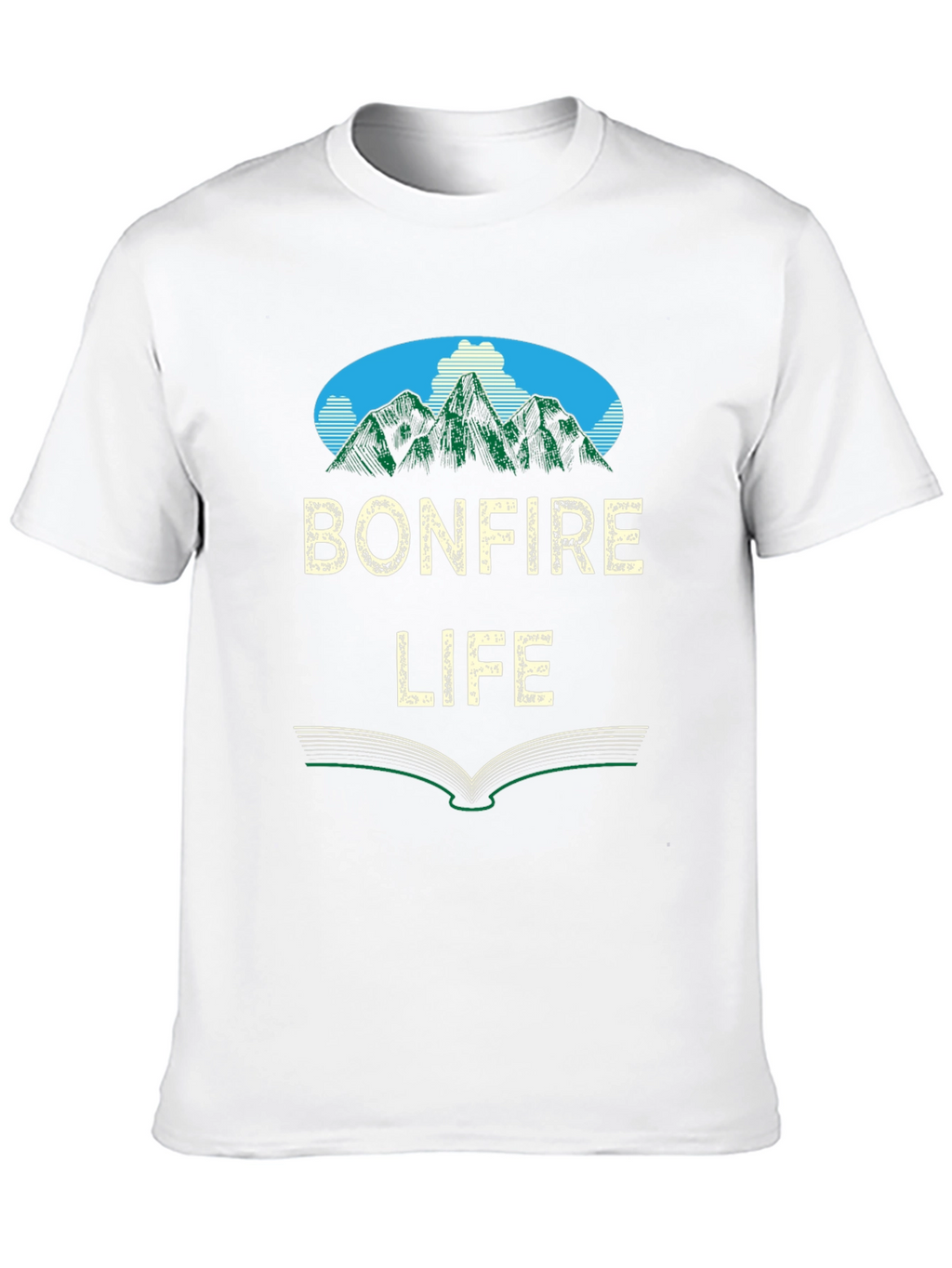 Bonfire Life Graphic T-Shirt - Mountain Scene Design