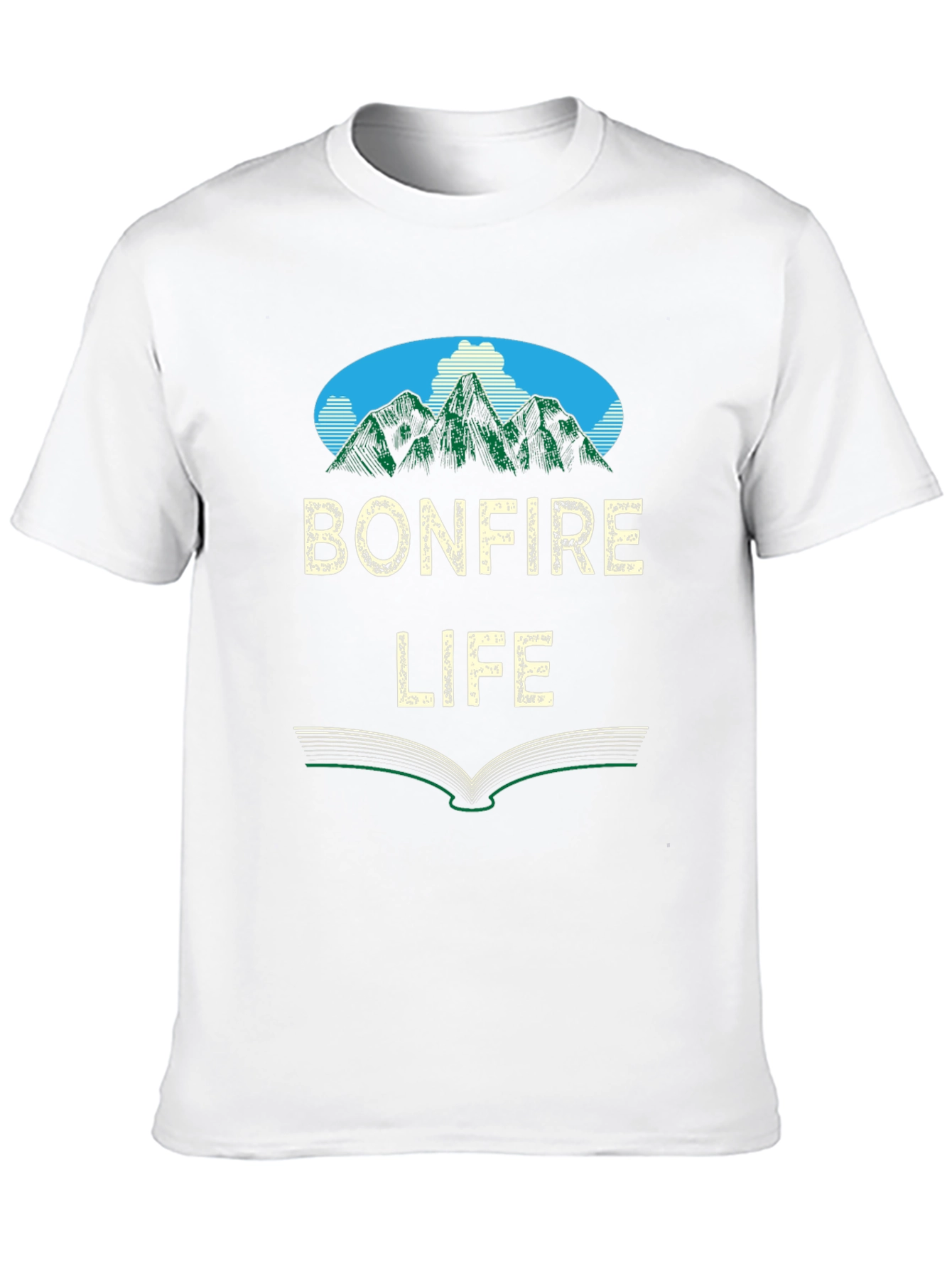 Bonfire Life Graphic T-Shirt - Mountain Scene Design