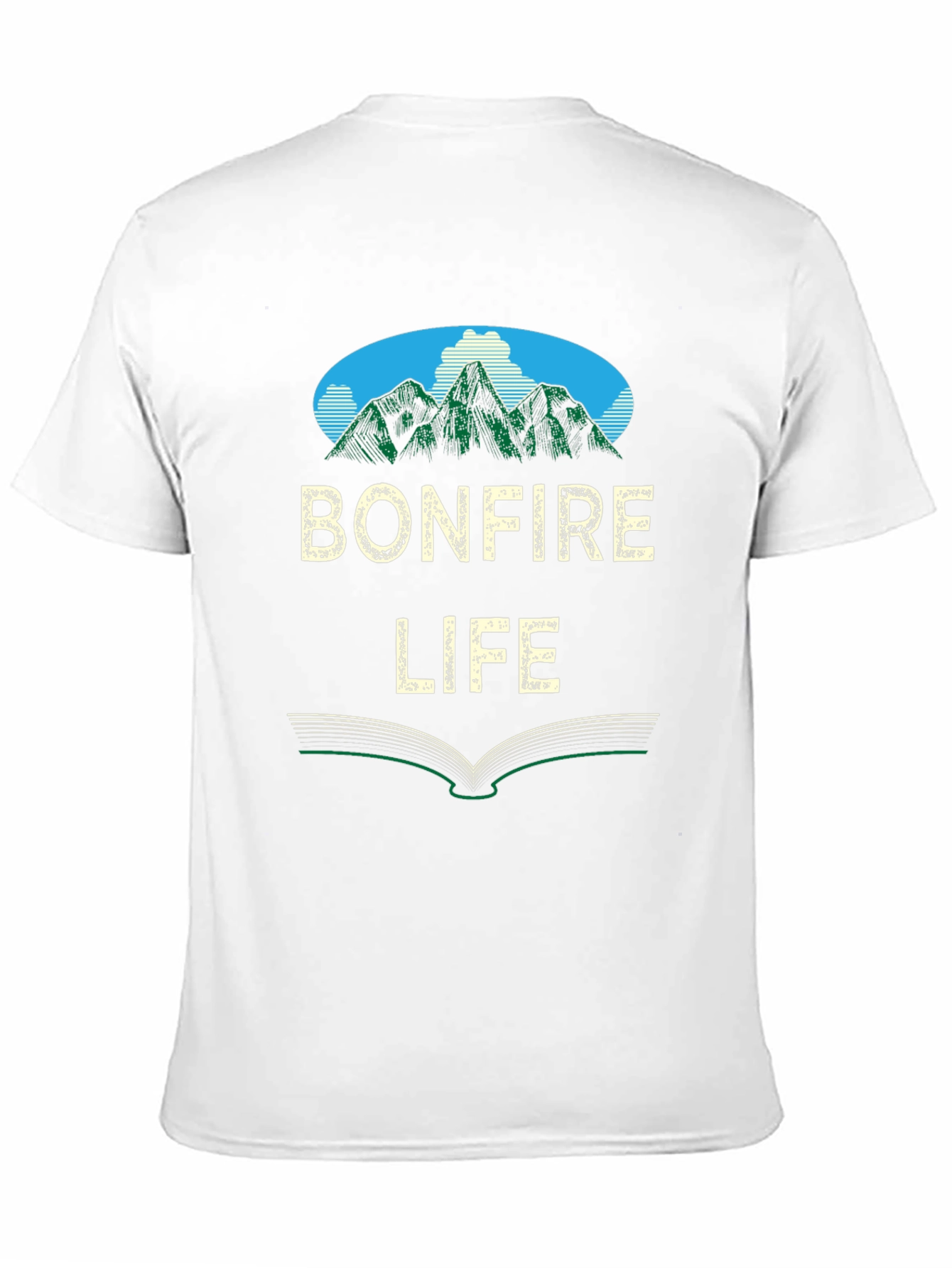 Bonfire Life Graphic T-Shirt - Mountain Scene Design