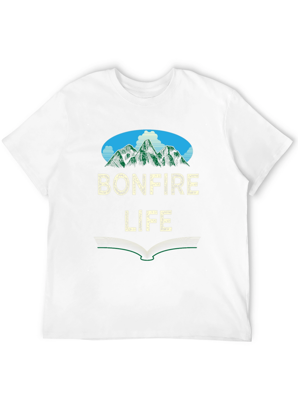 Bonfire Life Graphic T-Shirt - Mountain Scene Design