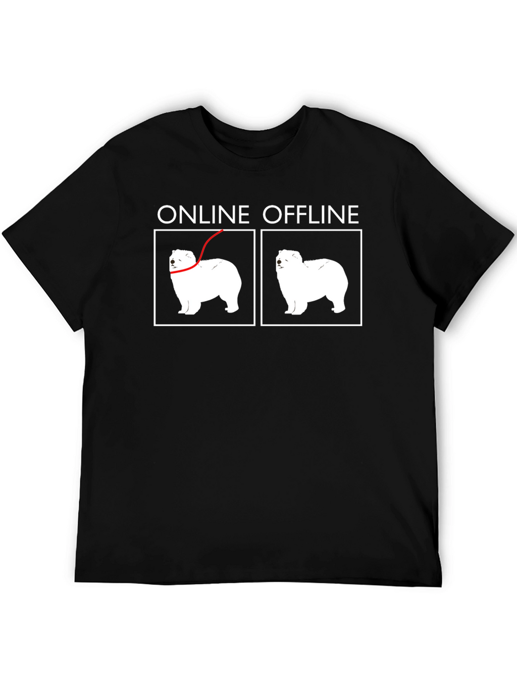 Online Offline Dog Graphic T-Shirt