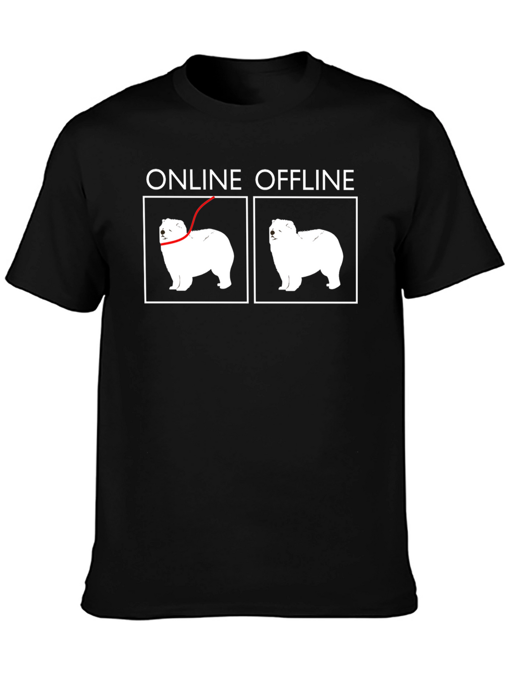 Online Offline Dog Graphic T-Shirt