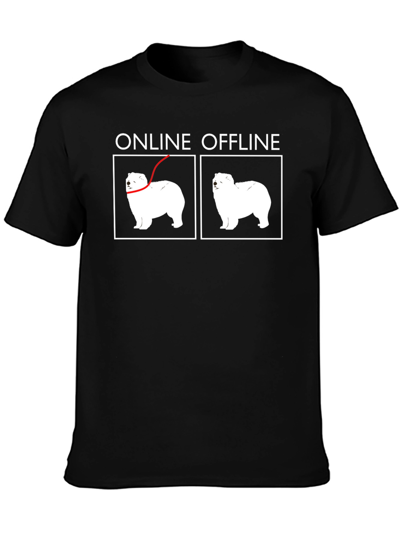 Online Offline Dog Graphic T-Shirt