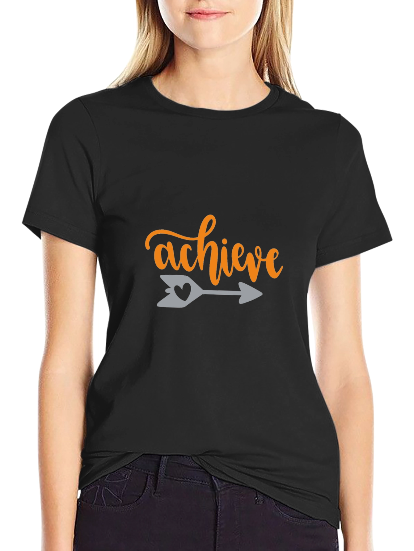 Achieve Graphic Tee - Black Cotton Blend Shirt