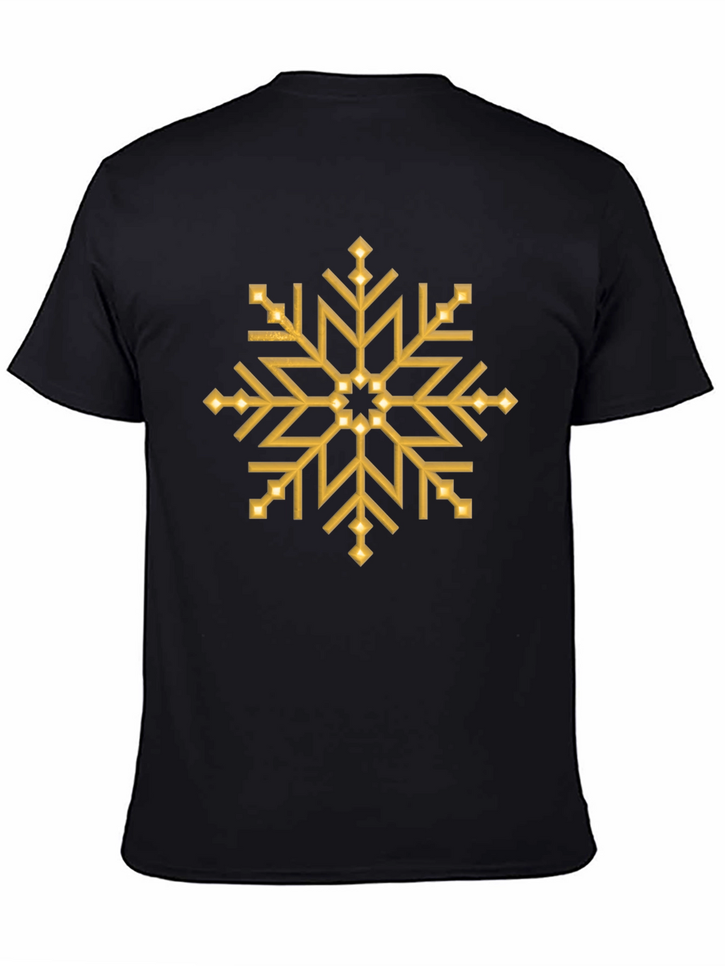 Gold Snowflake Graphic Print Black T-Shirt