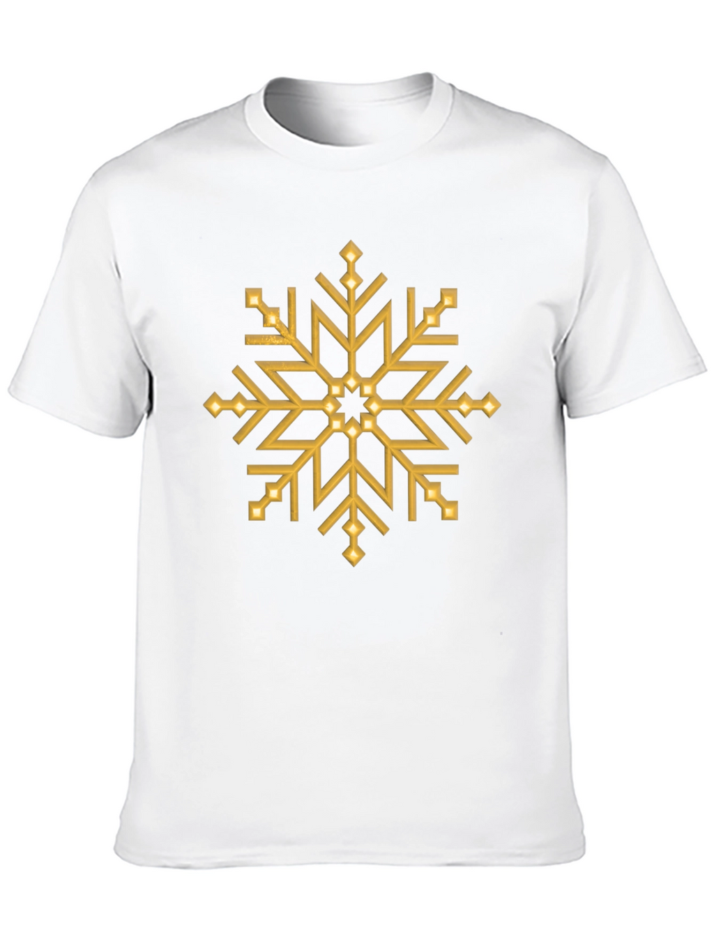 Gold Snowflake Graphic Print Black T-Shirt