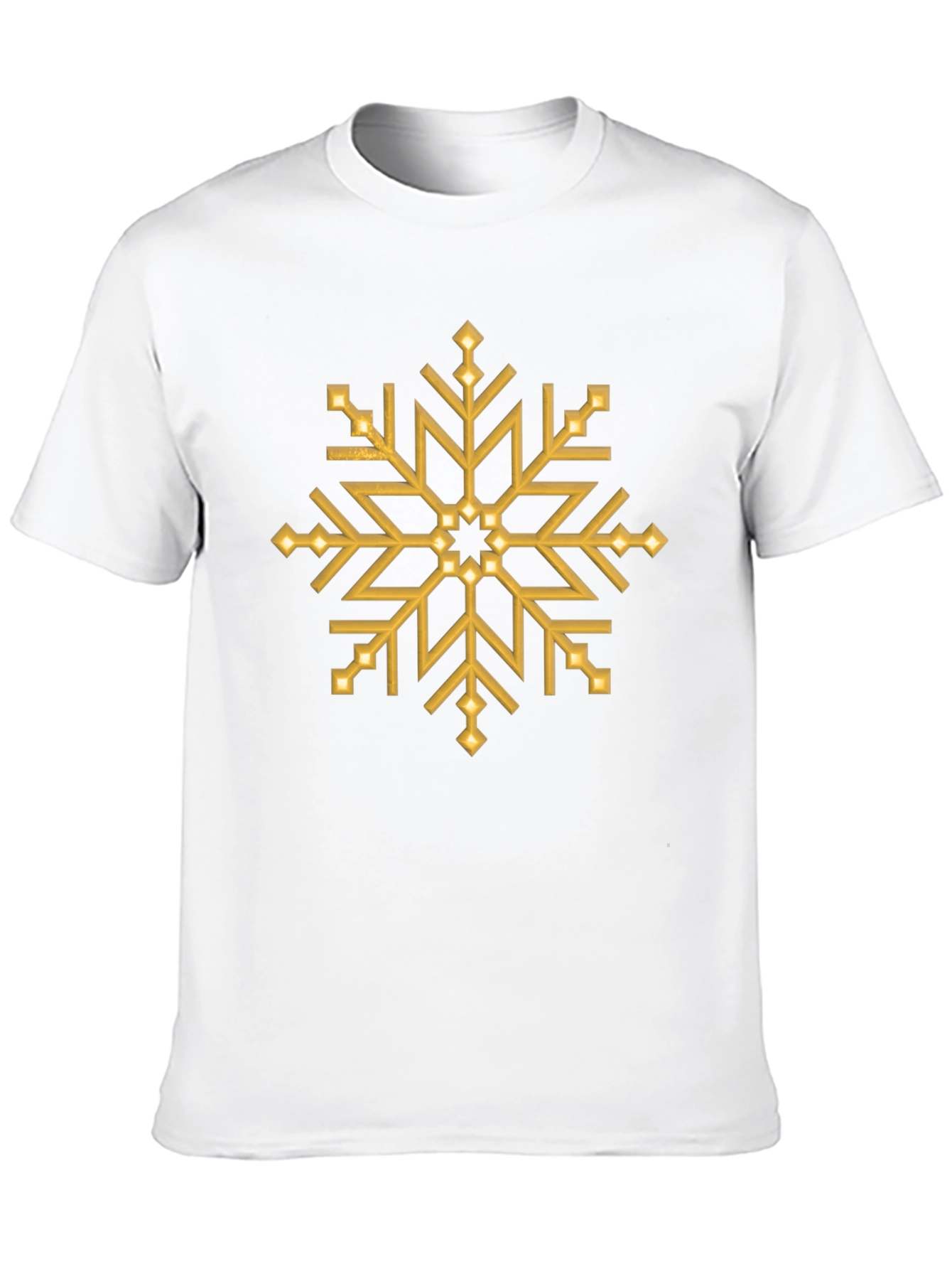 Gold Snowflake Graphic Print Black T-Shirt