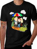 Couple Under Umbrella Graphic Print Tee