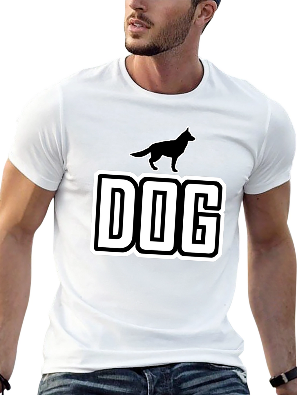 Dog Silhouette Graphic T-Shirt