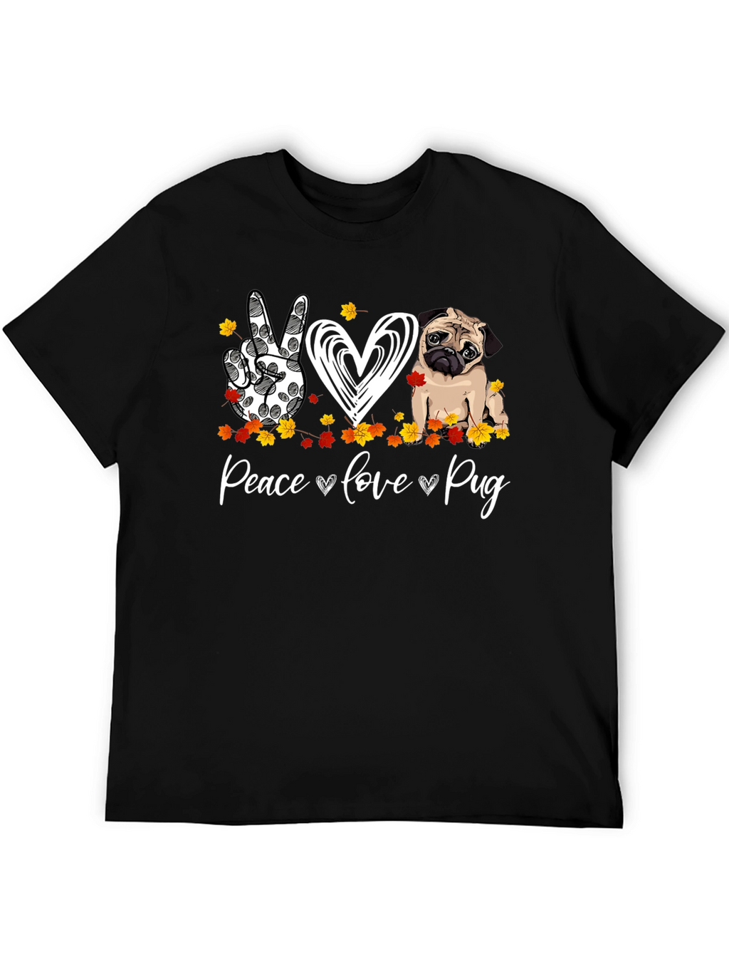 Peace Love Pug Graphic T-Shirt