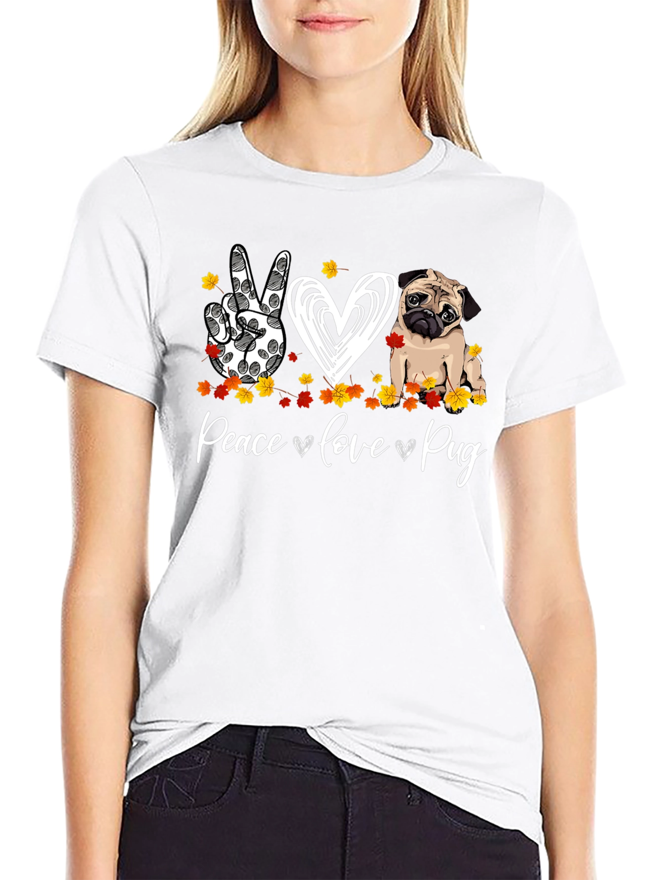 Peace Love Pug Graphic T-Shirt