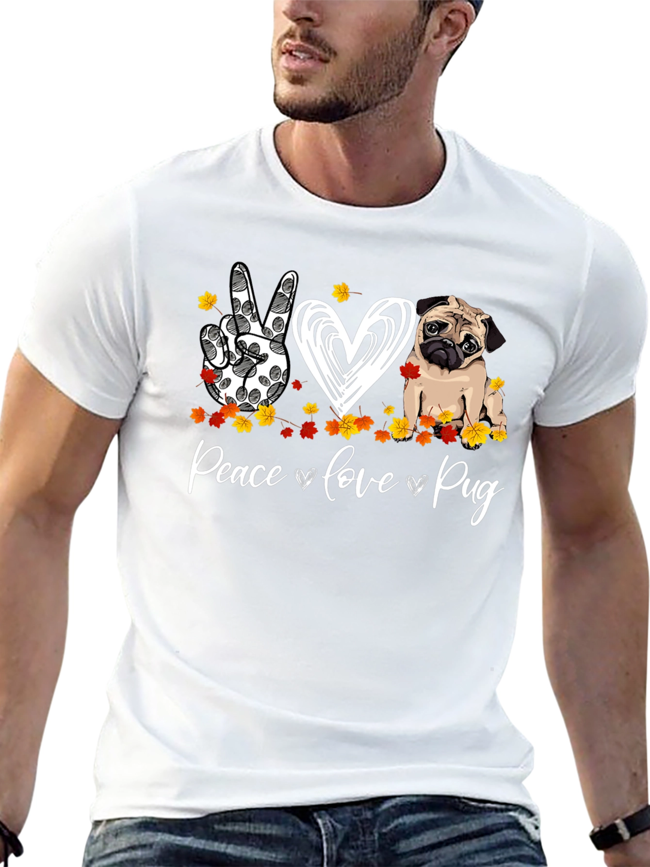Peace Love Pug Graphic T-Shirt