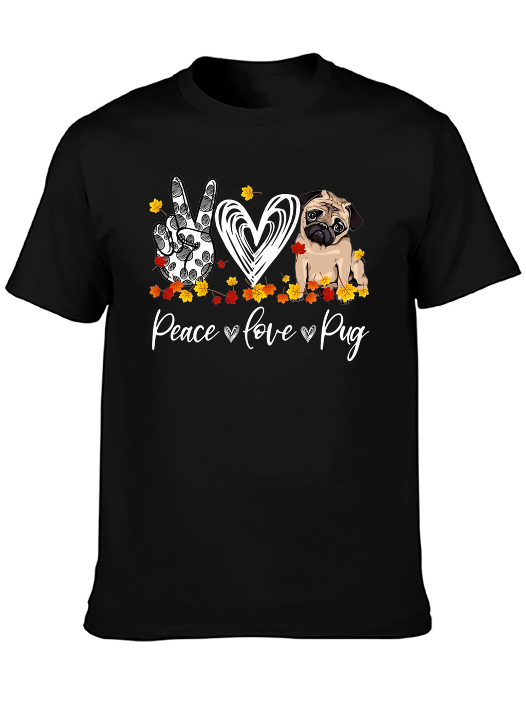 Peace Love Pug Graphic T-Shirt