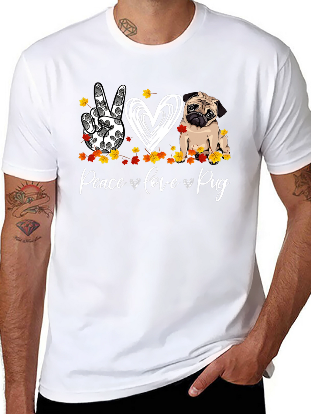 Peace Love Pug Graphic T-Shirt