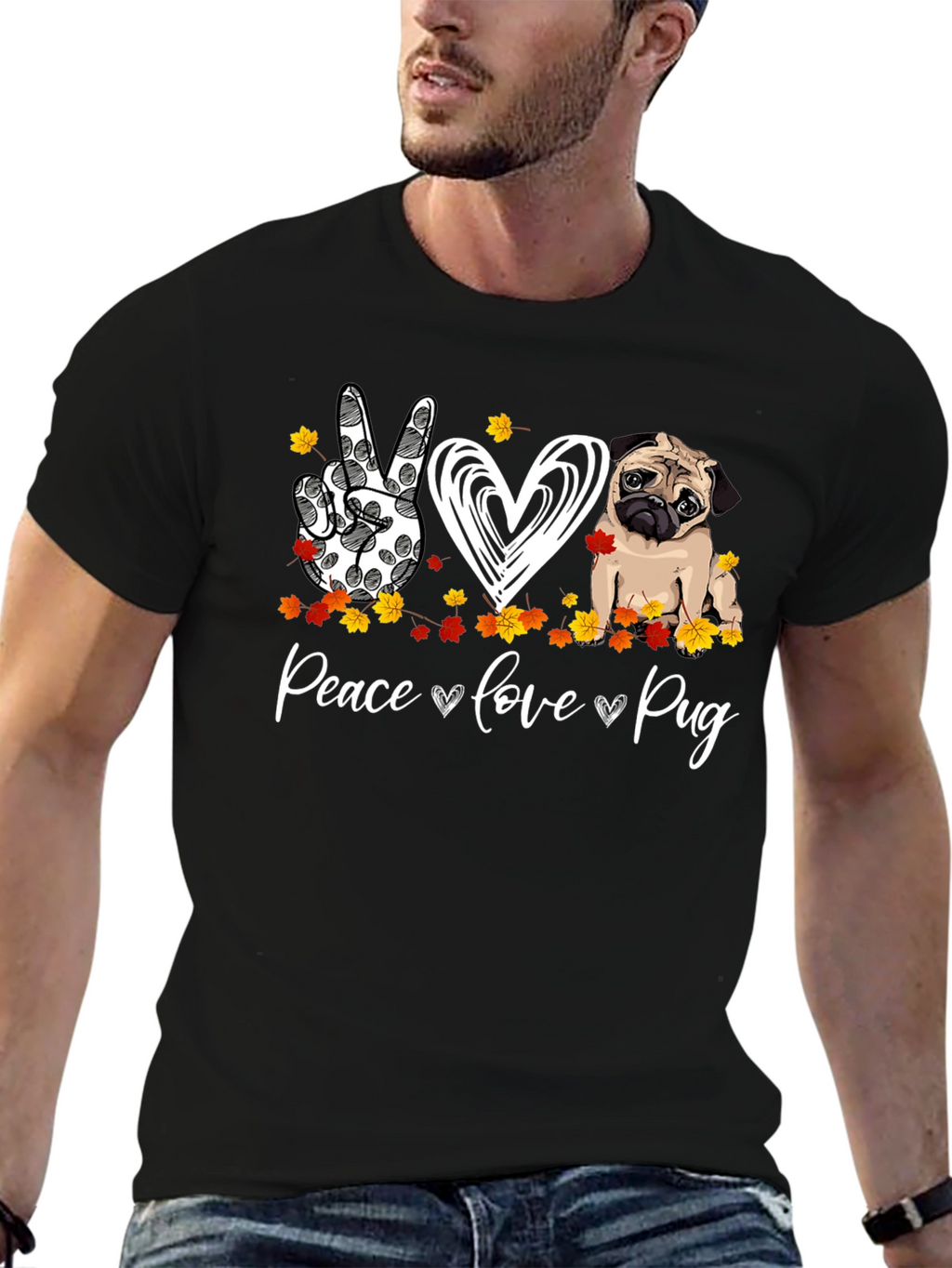 Peace Love Pug Graphic T-Shirt