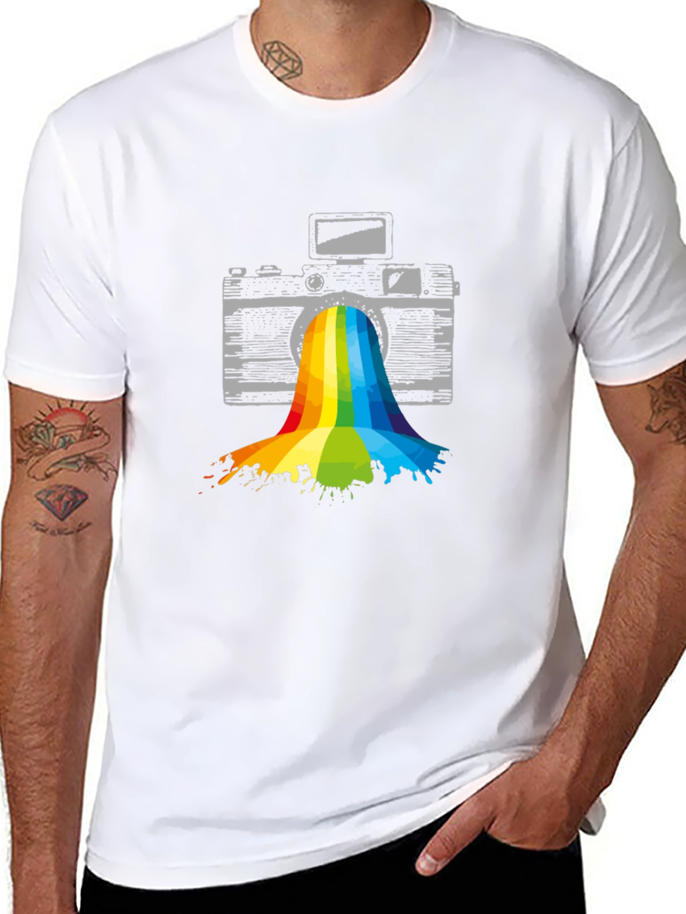Rainbow Camera T-Shirt - Artistic Photography Tee