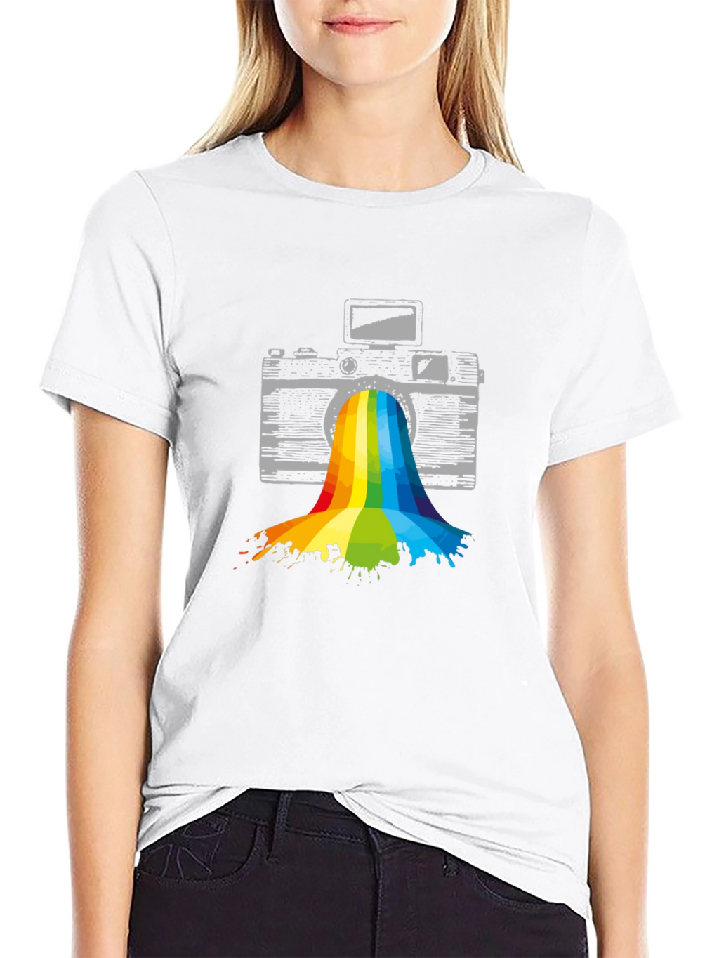 Rainbow Camera T-Shirt - Artistic Photography Tee