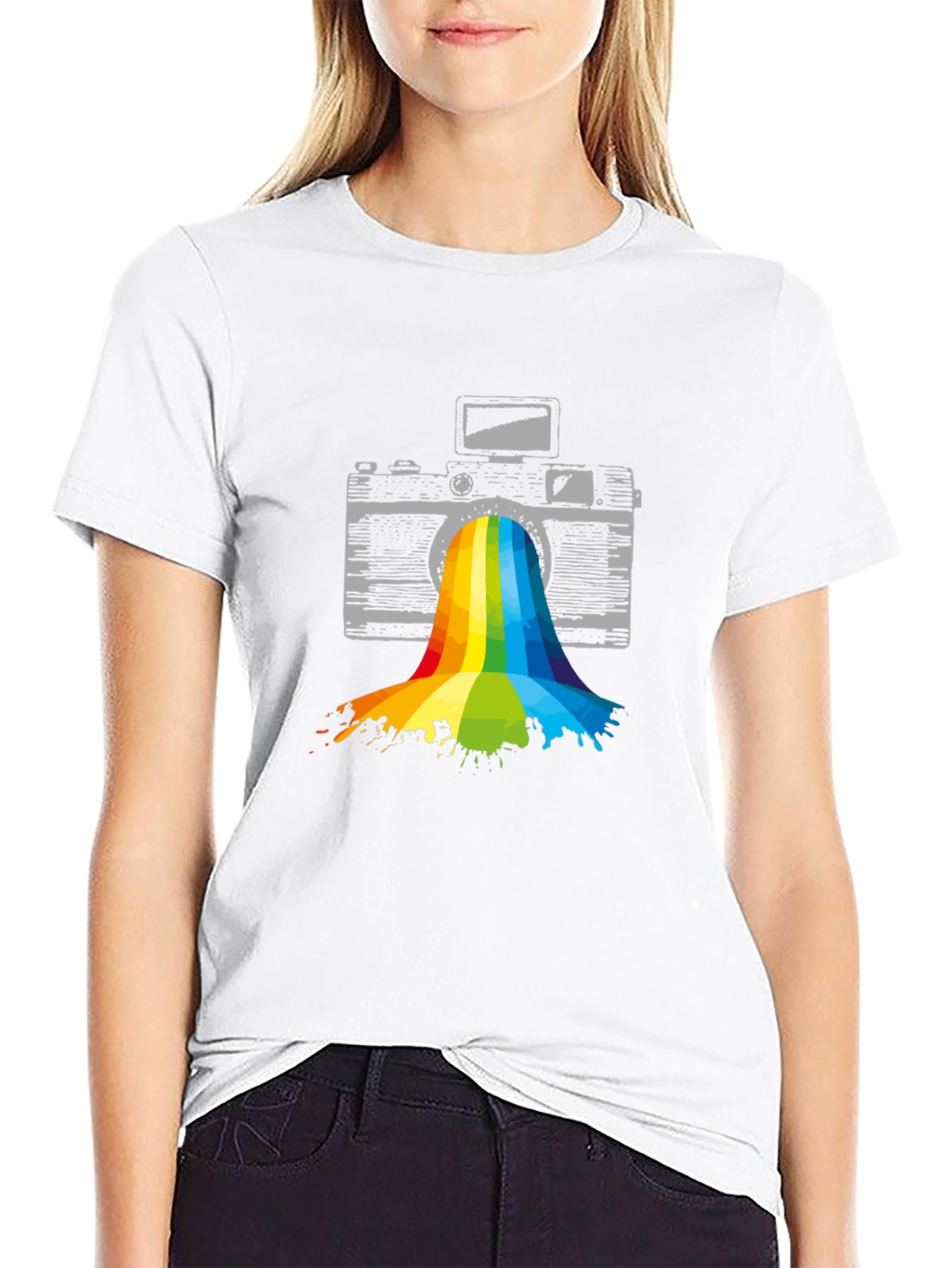 Rainbow Camera T-Shirt - Artistic Photography Tee