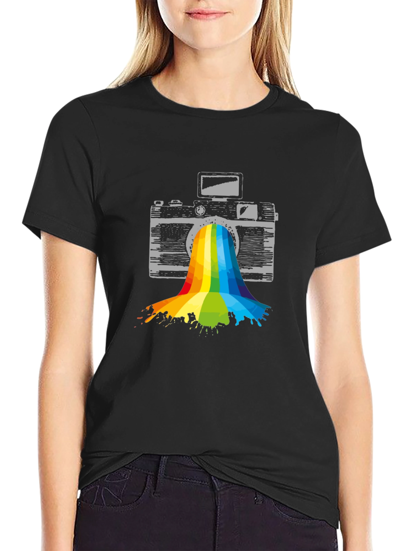 Rainbow Camera T-Shirt - Artistic Photography Tee