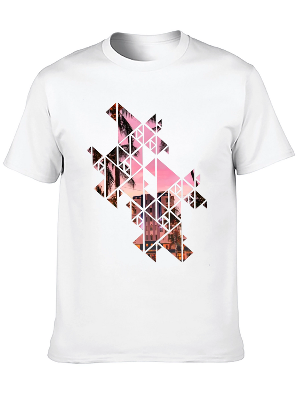 Geometric Palm Tree Graphic Black T-Shirt