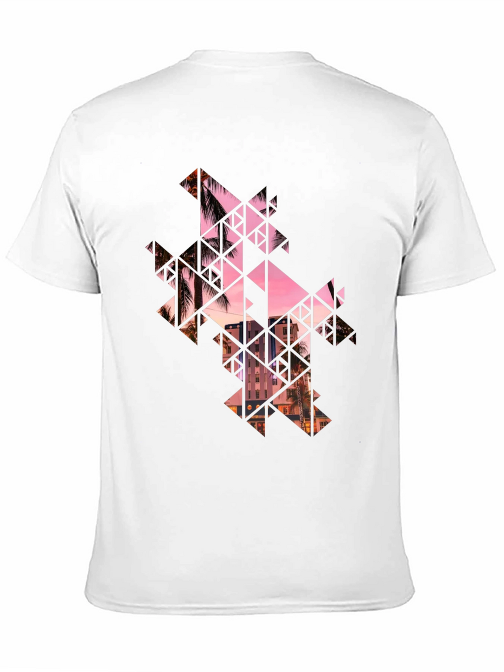 Geometric Palm Tree Graphic Black T-Shirt