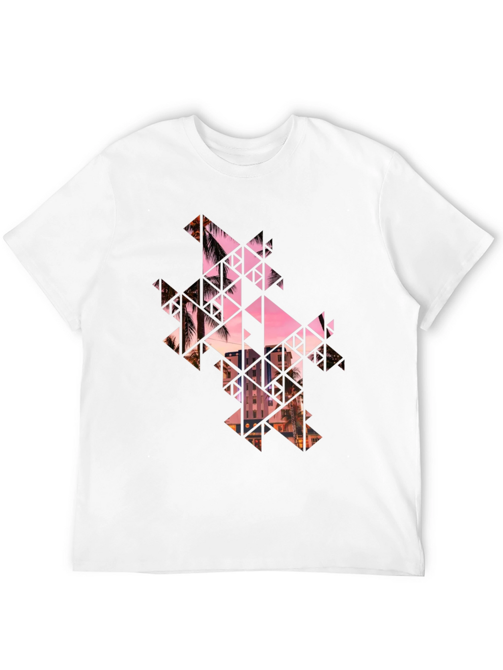 Geometric Palm Tree Graphic Black T-Shirt
