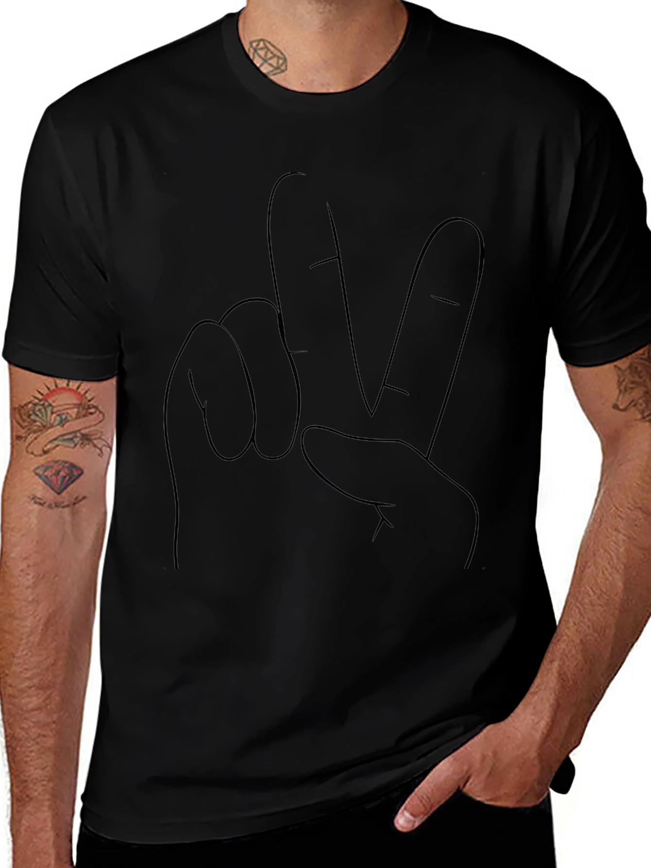 Peace Sign Graphic Tee - Black