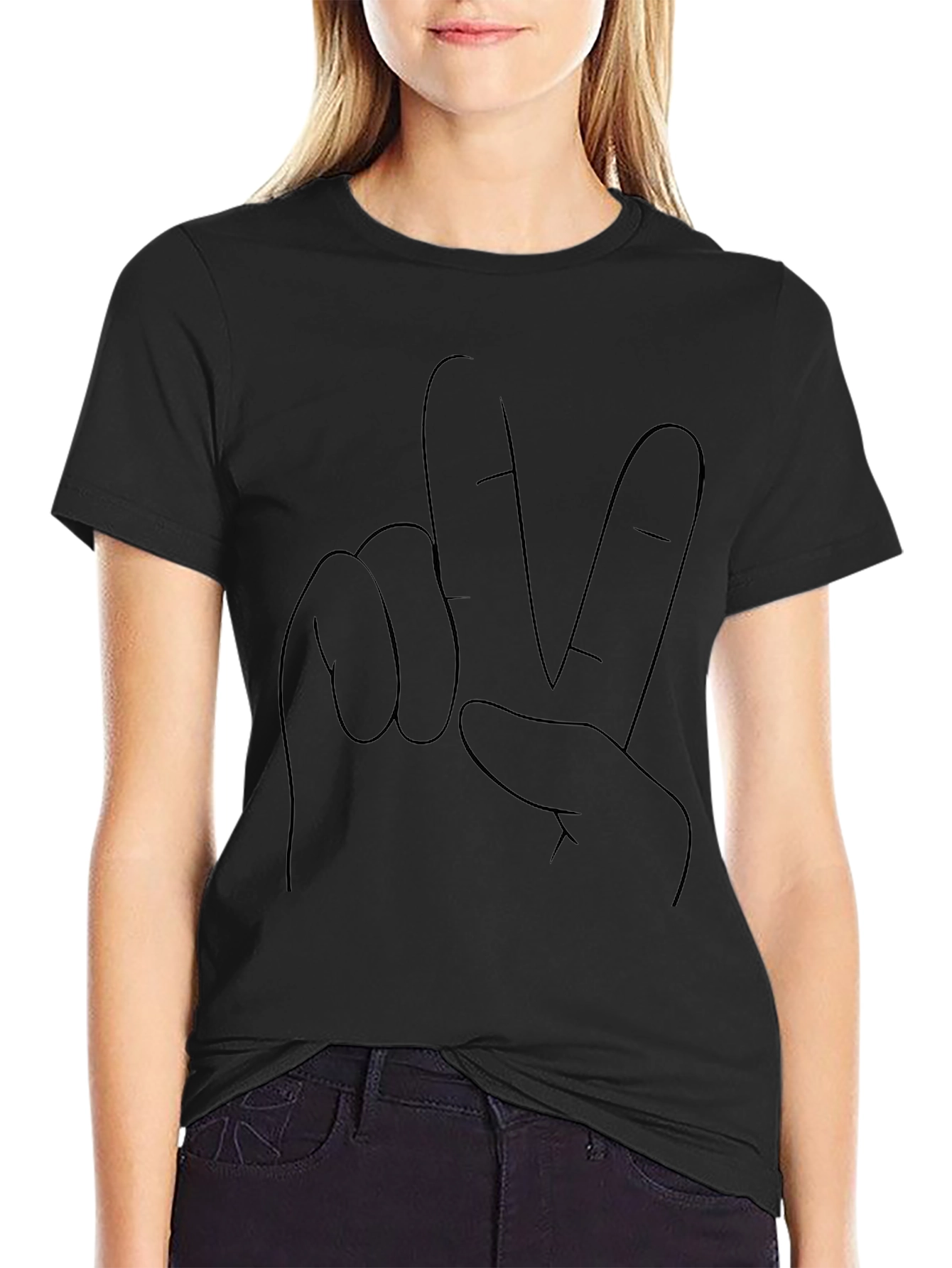Peace Sign Graphic Tee - Black