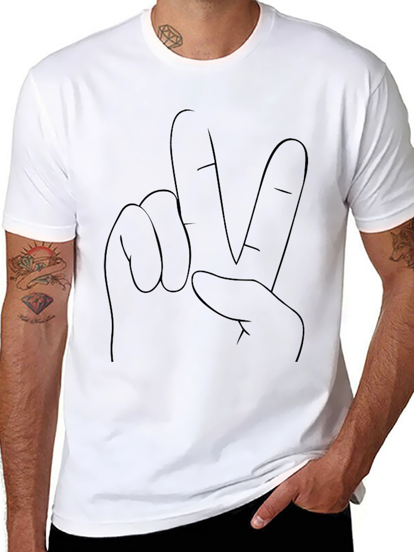Peace Sign Graphic Tee - Black