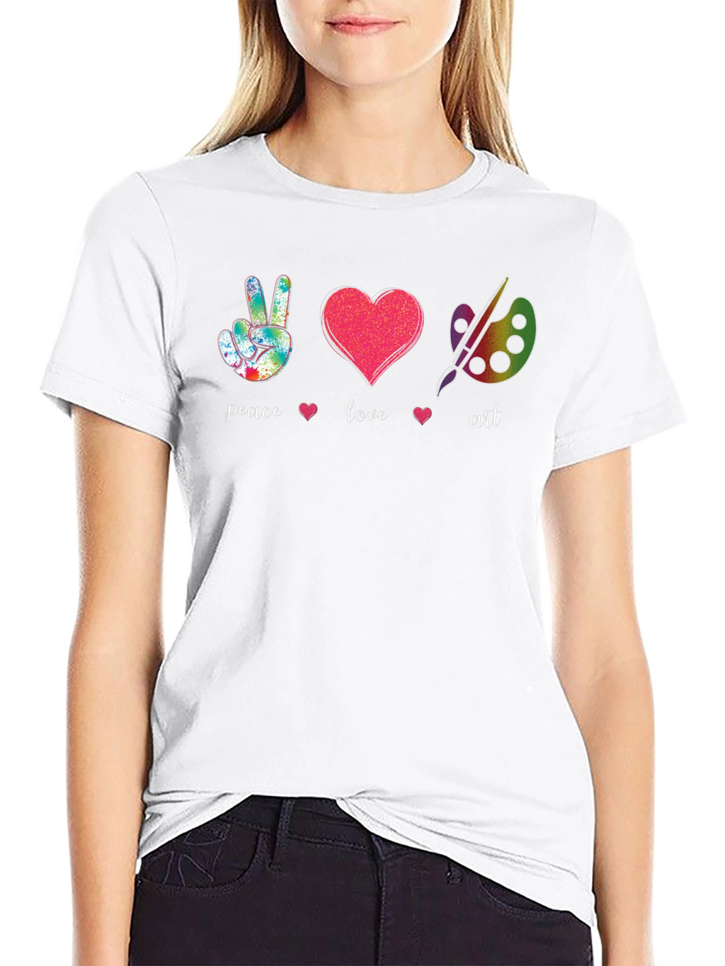 Peace Love Art T-Shirt - Black