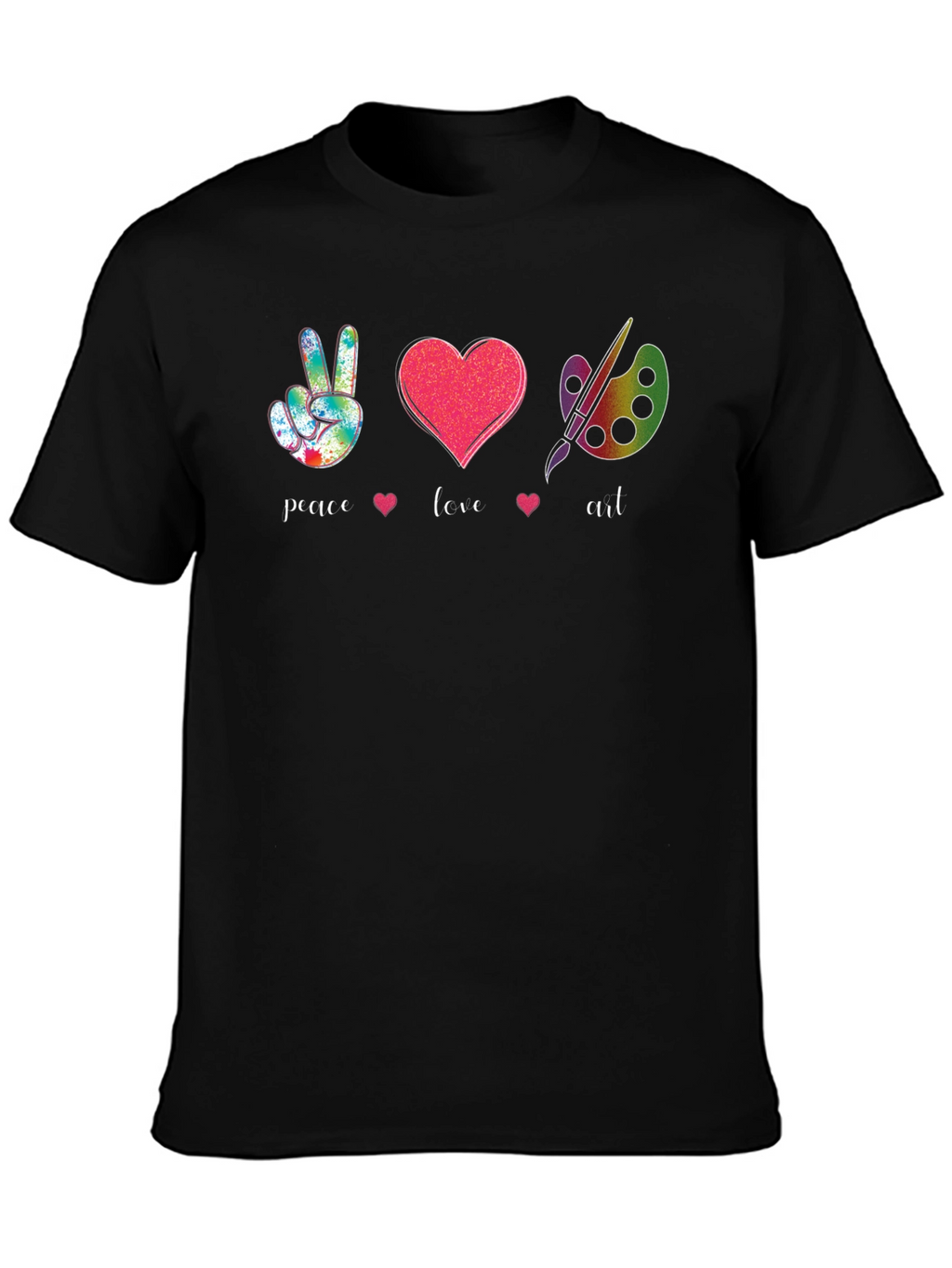 Peace Love Art T-Shirt - Black
