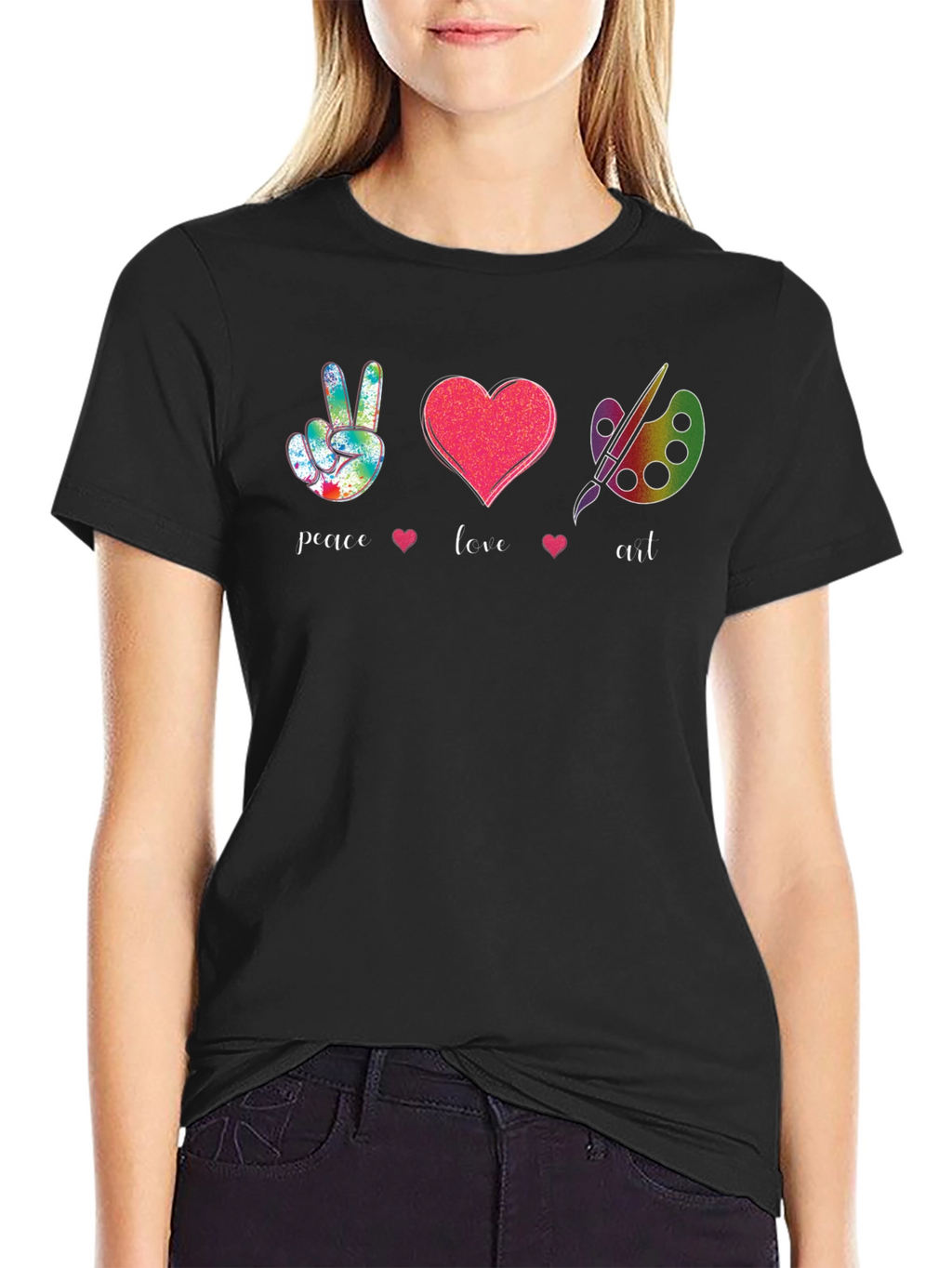 Peace Love Art T-Shirt - Black