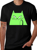 Green Cat Graphic Tee - Black T-Shirt