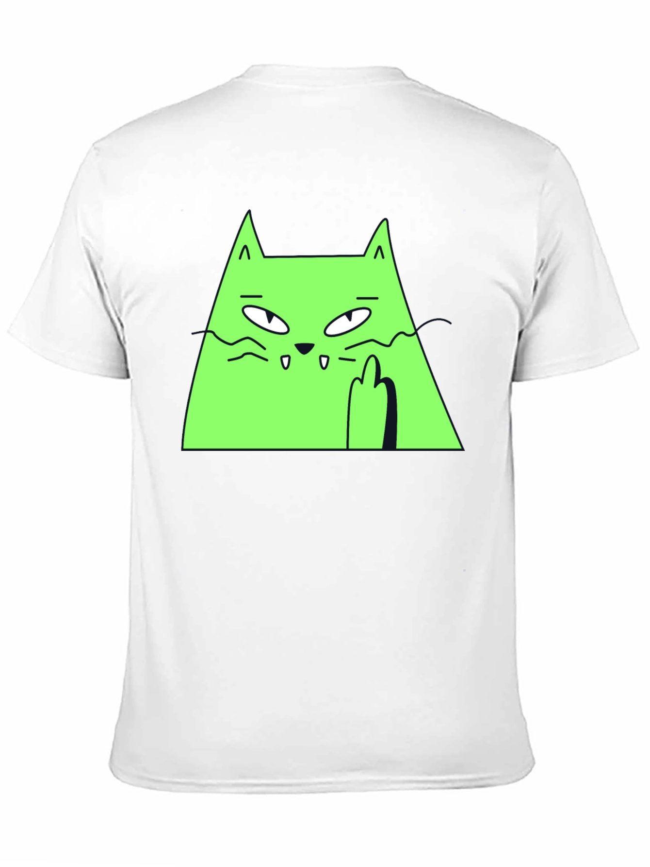 Green Cat Graphic Tee - Black T-Shirt