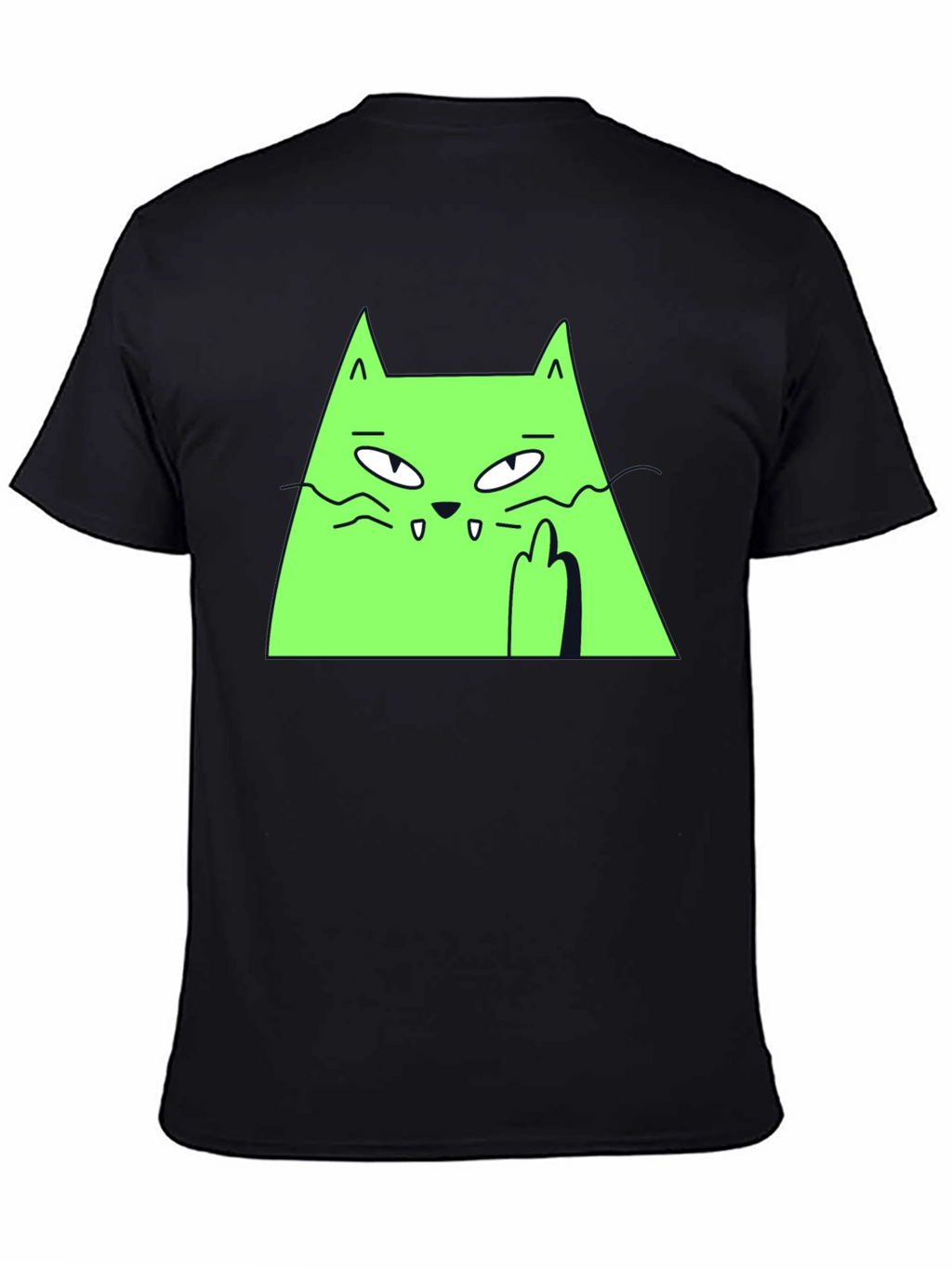 Green Cat Graphic Tee - Black T-Shirt