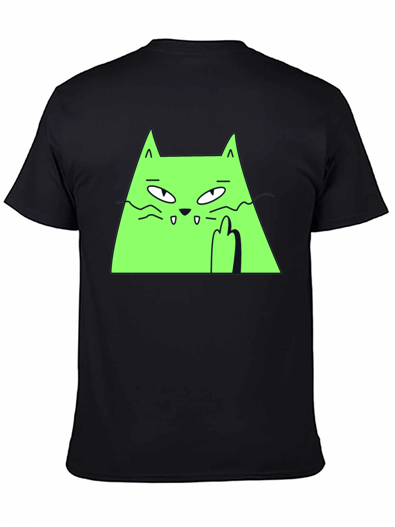 Green Cat Graphic Tee - Black T-Shirt