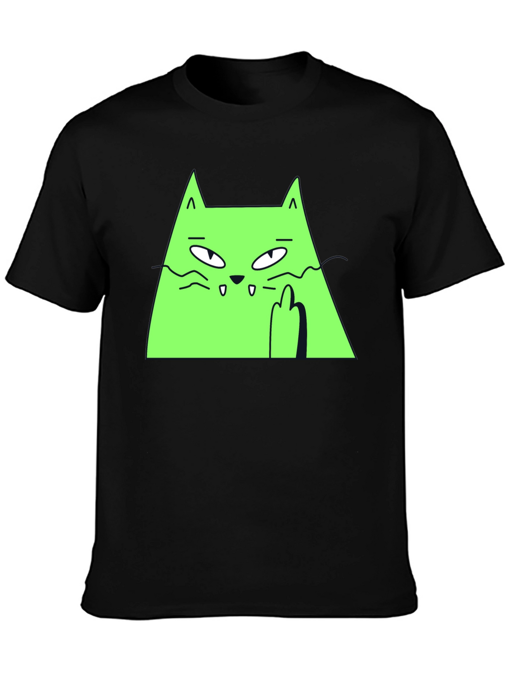 Green Cat Graphic Tee - Black T-Shirt