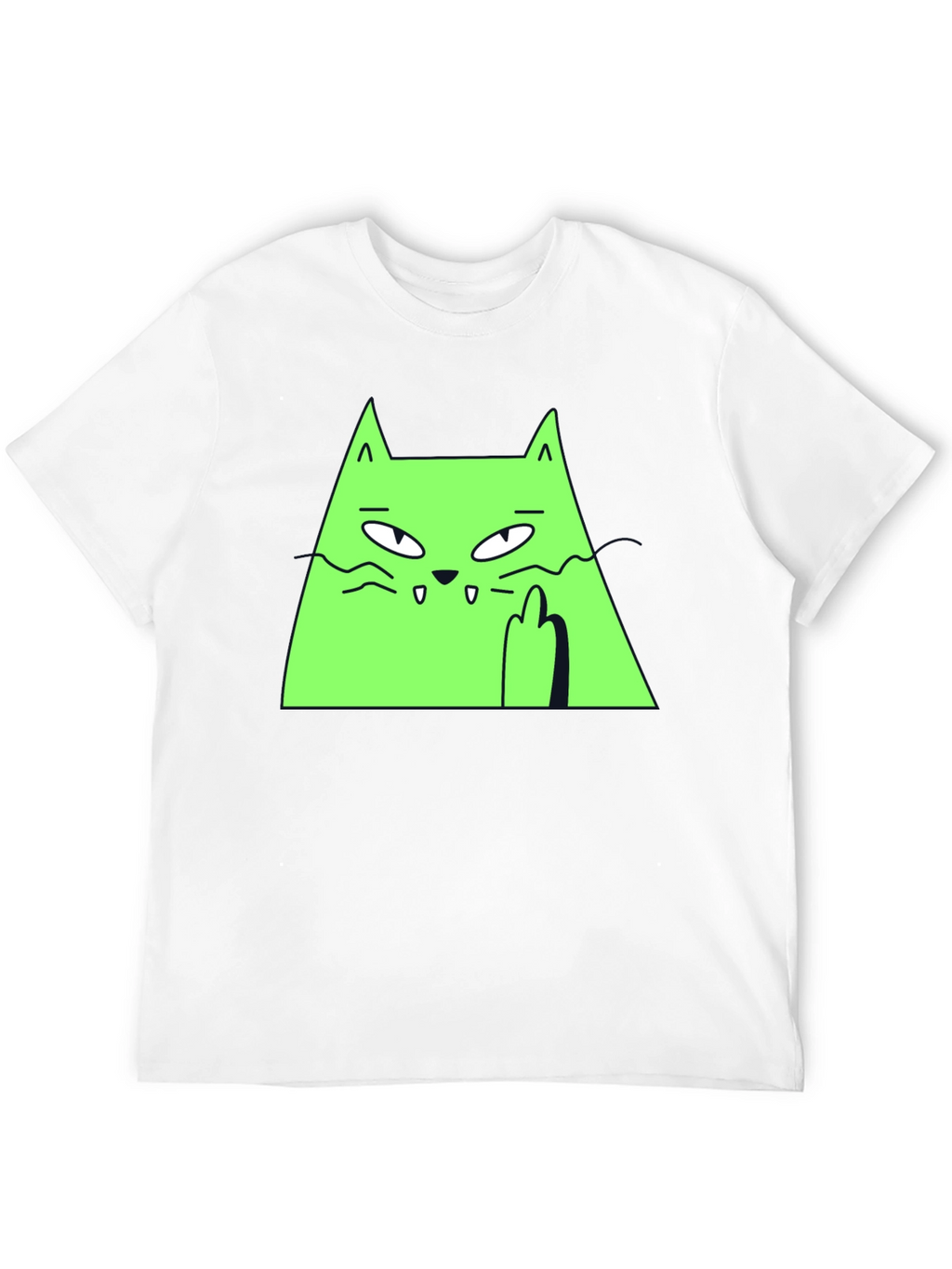 Green Cat Graphic Tee - Black T-Shirt