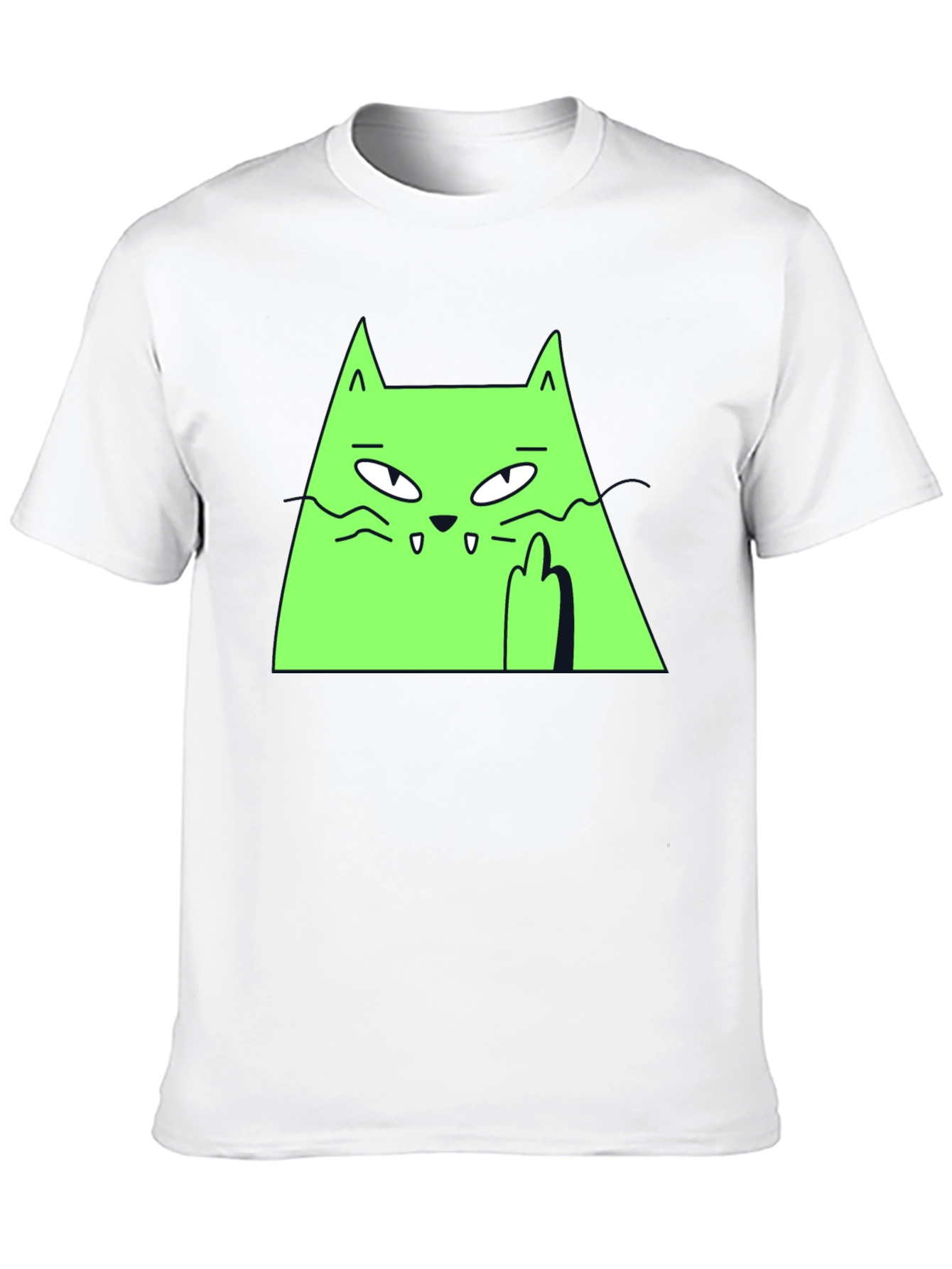 Green Cat Graphic Tee - Black T-Shirt